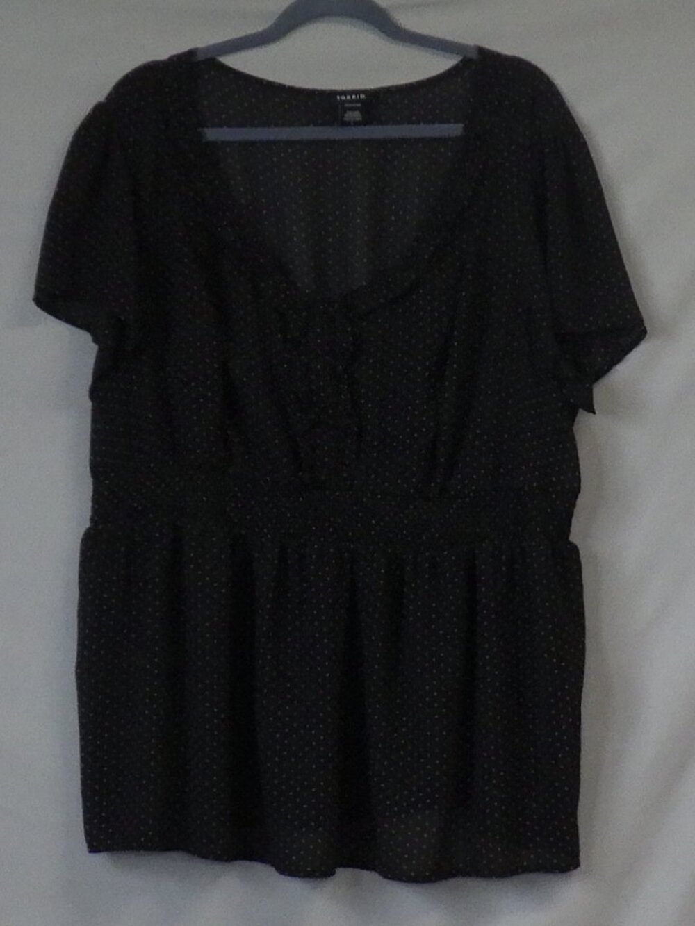 Torrid Black Polka Dot Babydoll Blouse